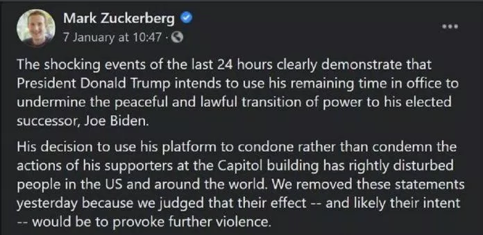 Mark Zuckerberg phát biểu về sự kiện tại Đồi Capitol liên quan tới cựu tổng thống Mỹ Donald Trump (Ảnh: Internet). Mark Zuckerberg phát biểu về sự kiện tại Đồi Capitol liên quan tới cựu tổng thống Mỹ Donald Trump (Ảnh: Internet).