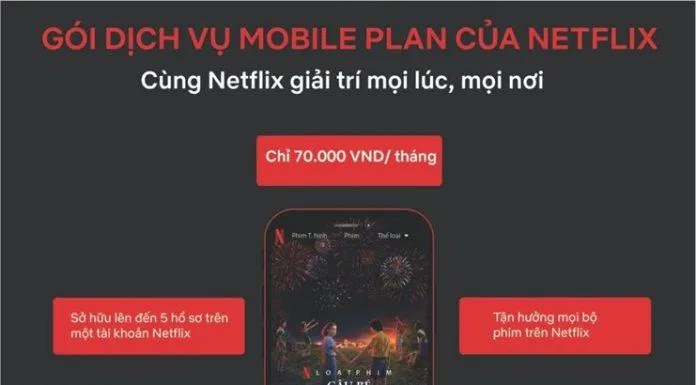 Thông tin chi tiết về gói cước di động của Netflix (Ảnh: Internet).