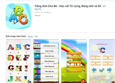 Tiếng Anh cho bé là ứng dụng của Việt Nam có lượt đánh giá khá cao trên Google Play (Nguồn: Internet). Tiếng Anh cho bé là ứng dụng của Việt Nam có lượt đánh giá khá cao trên Google Play (Nguồn: Internet).