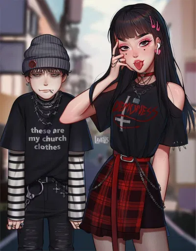 Minh họa style của egirl và eboy (Ảnh: Twitter)
