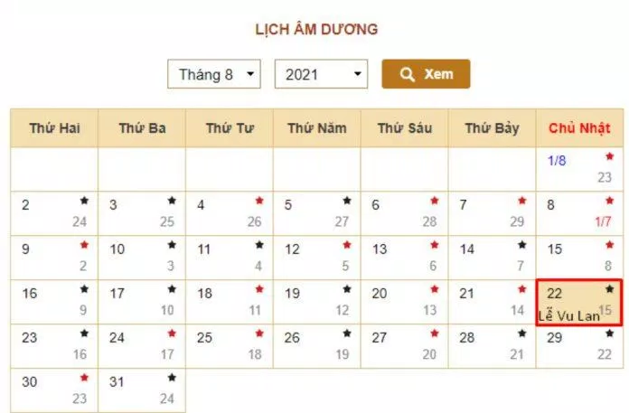 Lễ Vu Lan năm nay rơi vào ngày 22 tháng 8 dương lịch (Nguồn: Internet).