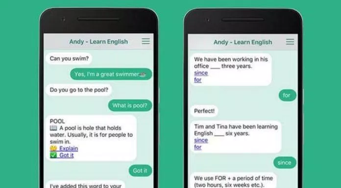 Học tiếng Anh giao tiếp 1-1 với ứng dụng Andy English (Ảnh: Internet).