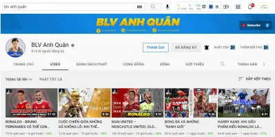 BLV Anh Quân có đến 3 vlog về bóng đá với gần 1,6 triệu sub (Nguồn: Internet). BLV Anh Quân có đến 3 vlog về bóng đá với gần 1,6 triệu sub (Nguồn: Internet).