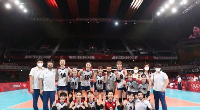 Đội tuyển bóng chuyền nữ Hàn Quốc tham gia thế vận hội tại Tokyo Nhật Bản 2020. (Ảnh: Internet).