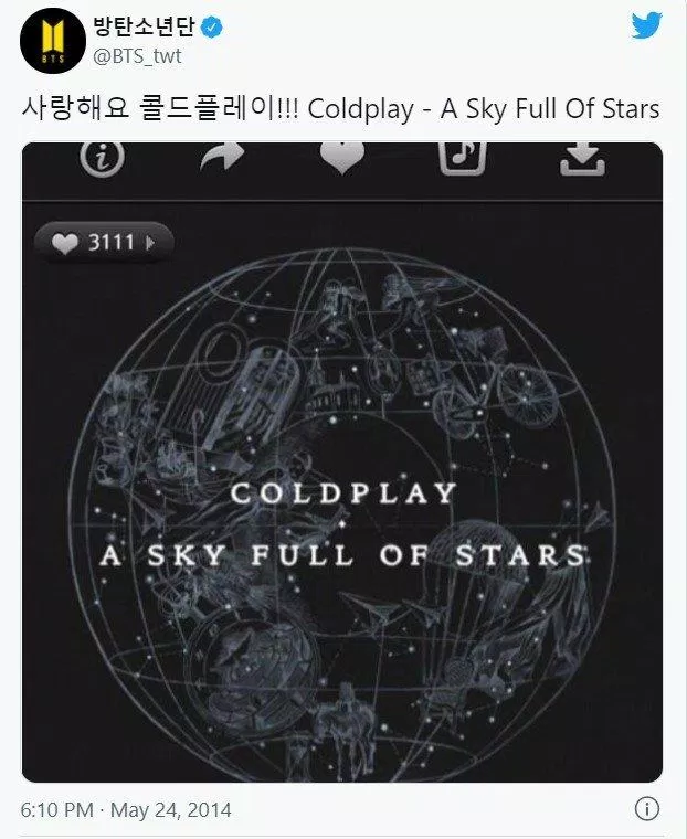 BTS đã là một fan hâm mộ của Coldplay từ lâu (Ảnh: Internet)