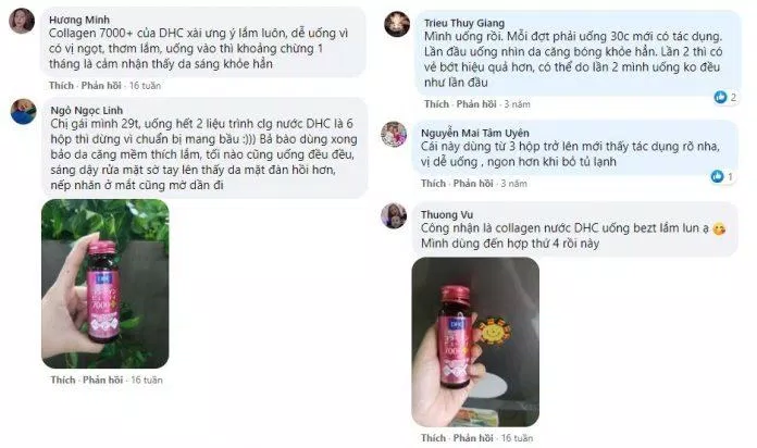 Đánh giá về collagen nước DHC của hội chị em trên các nhóm làm đẹp.