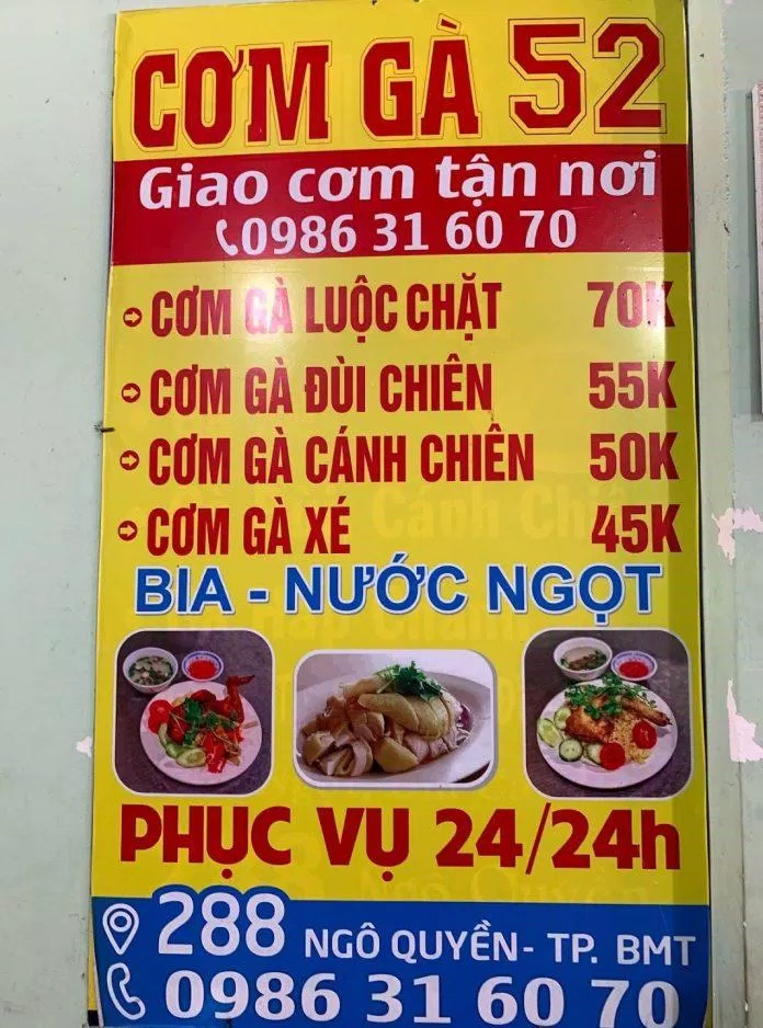 Menu của quán. (Ảnh: Internet)