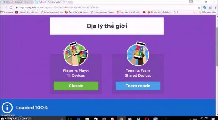 Giao diện trò chơi trên Kahoot! (Nguồn: Internet)