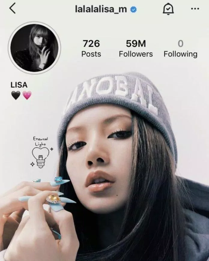 Tài khoản Instagram của cô nàng đã đạt hơn 59 triệu lượt theo dõi (Nguồn: Page "Eternal Light - LISA BlackPink Vietnam Fanpage").