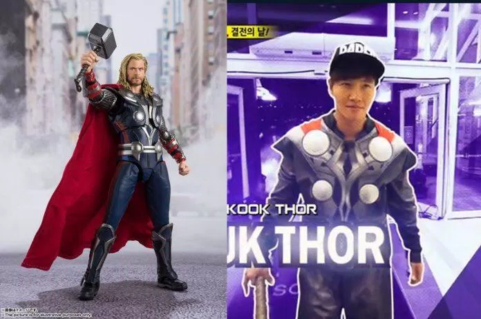 Kim Jong Kook trong vai Thor: Hét to triệu tập sức mạnh sẽ làm cho đối phương mất tầm nhìn vì những tia sét . (Ảnh: Internet). Kim Jong Kook trong vai Thor: Hét to triệu tập sức mạnh sẽ làm cho đối phương mất tầm nhìn vì những tia sét . (Ảnh: Internet).