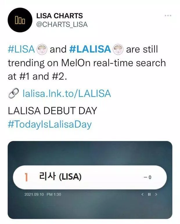 Từ khóa "LISA" và "LALISA" chiếm giữ vị trí #1 và #2 ngay sau khi MV "LALISA" được tung ra (Nguồn: Internet).