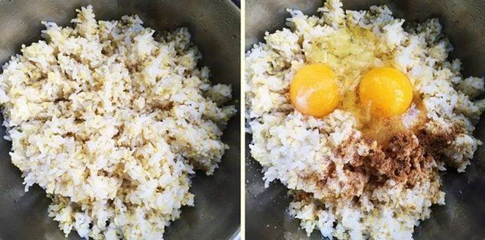 Trộn cơm nguội với trứng theo tỷ lệ 1 chén cơm: 1 quả trứng.  (Ảnh: Internet)