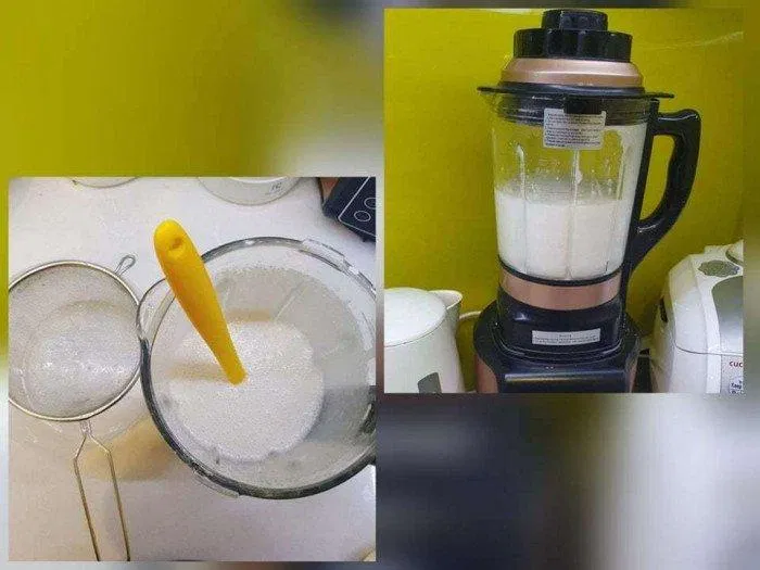 Cơm nguội với nước xay nhuyễn lọc lấy nước bột. (Ảnh: Internet)