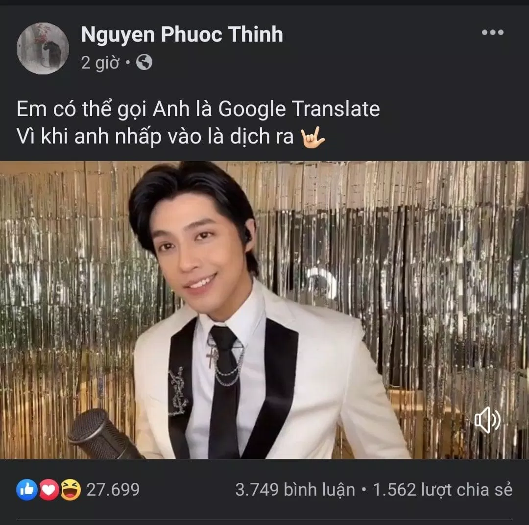 Dòng caption giúp Noo Phước Thịnh "gây bão" MXH đêm qua. (Ảnh: Internet)