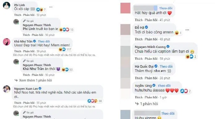 Phản ứng của dàn sao Việt và khán giả phấn khích đến mức Noo Phước Thịnh phải xóa đoạn video và caption đi. (Ảnh: Internet)