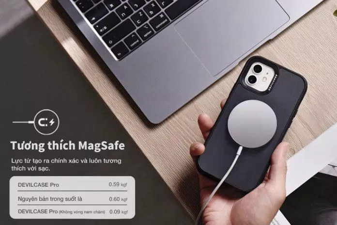 Lực hút khi dùng ốp DEVILCASE Pro có vòng nam châm tương đương với khi không có ốp (Ảnh: DevilCase). Lực hút khi dùng ốp DEVILCASE Pro có vòng nam châm tương đương với khi không có ốp (Ảnh: DevilCase).