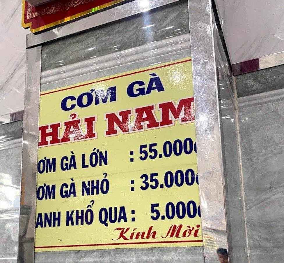 Menu của quán, (Ảnh: Internet)