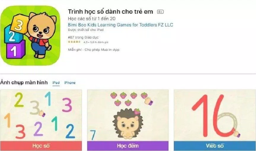 "Trình học số dành cho trẻ em" là ứng dụng giúp trẻ tiếp cận với số đếm bằng các trò chơi giải trí (Ảnh: Internet). "Trình học số dành cho trẻ em" là ứng dụng giúp trẻ tiếp cận với số đếm bằng các trò chơi giải trí (Ảnh: Internet).