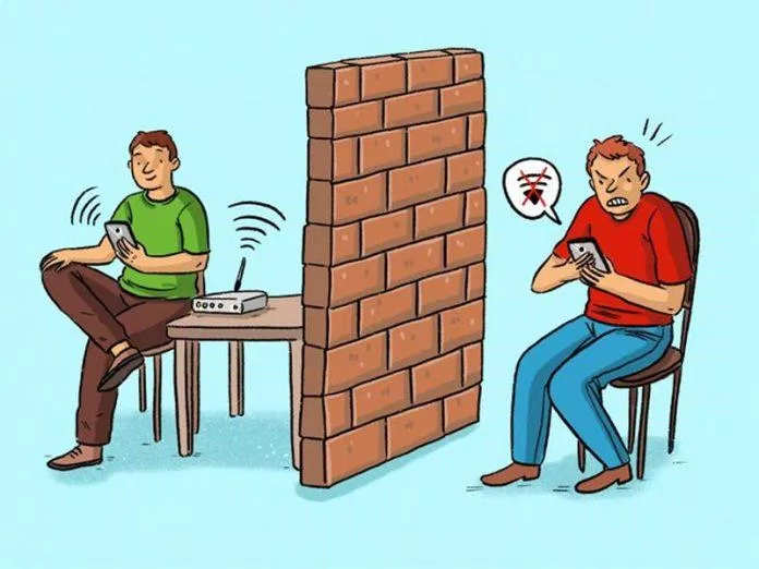 WiFi bị chậm do các vật cản như bức tường (Ảnh: Internet).