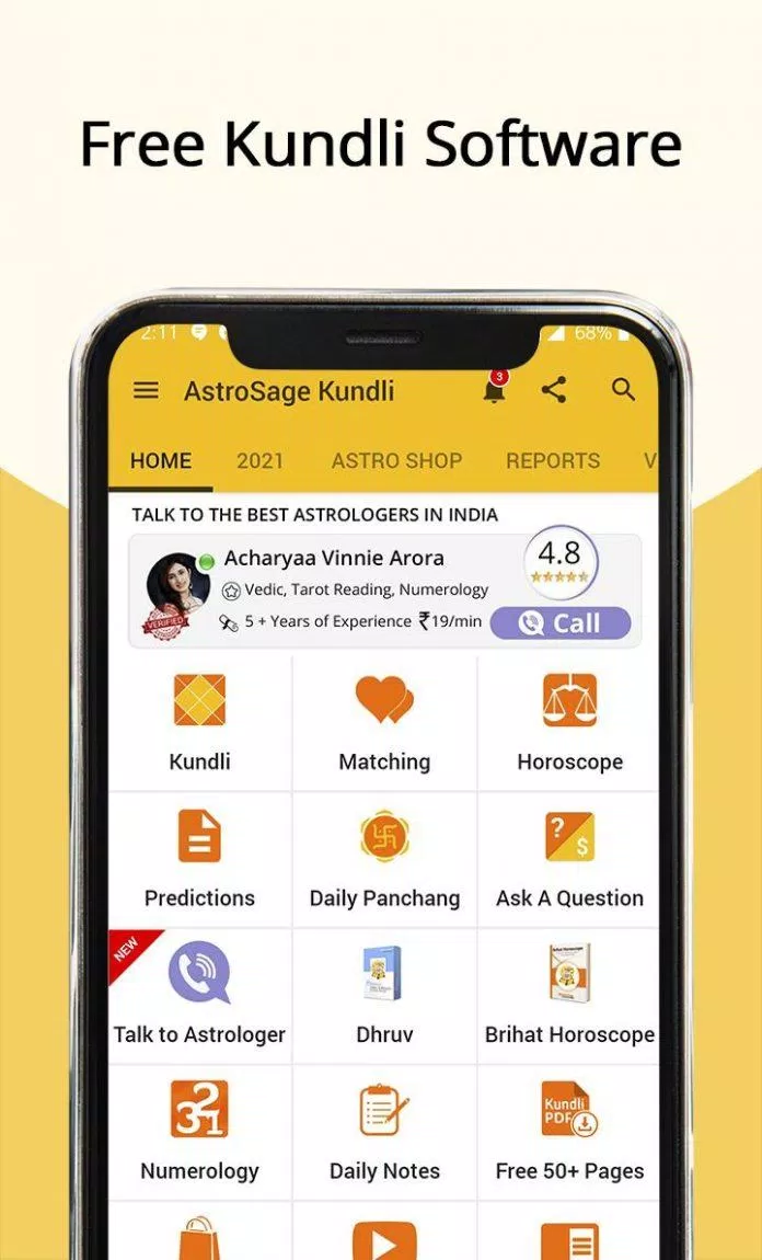 Ứng dụng xem tử vi AstroSage Kundli dành cho Android (Ảnh: Internet).