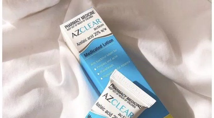 Azclear Action Medicated Lotion 20% Azelaic Acid thiết kế dạng tuýp dễ sử dụng. (Nguồn Internet).