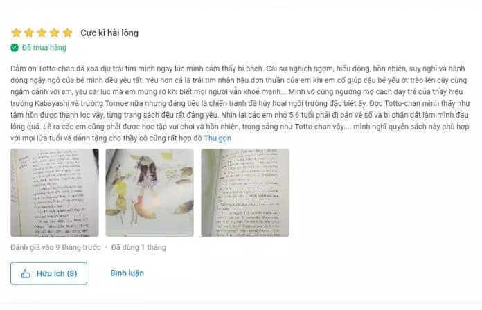 Cảm nhận của độc giả về cuốn sách Tottochan bên cửa sổ. (Ảnh: BlogAnChoi)