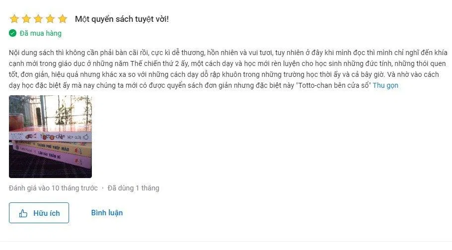 Cảm nhận của độc giả về cuốn sách Tottochan bên cửa sổ. (Ảnh: BlogAnChoi)