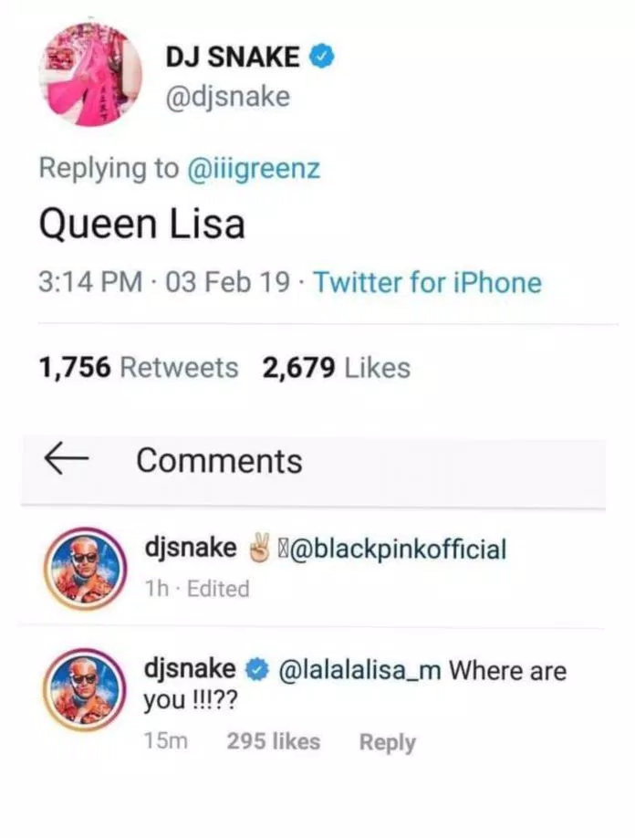 DJ Snake đã nhiều lần thể hiện mình rất thích Lisa (Nguồn: Internet).