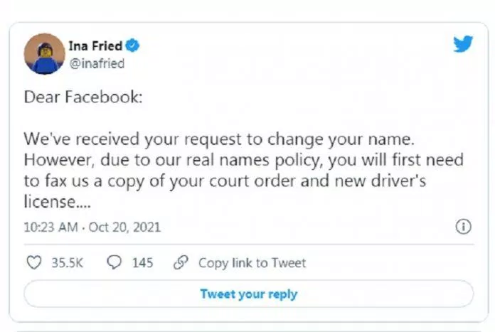 Nhái lại giọng điệu của Facebook về "chính sách tên thật" (Ảnh: Internet). Nhái lại giọng điệu của Facebook về "chính sách tên thật" (Ảnh: Internet).