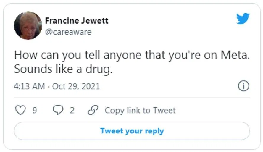 Làm sao tôi có thể nói với mọi người là tôi đang xài Meta? Nghe cứ như một loại ma túy (Ảnh: Internet). Làm sao tôi có thể nói với mọi người là tôi đang xài Meta? Nghe cứ như một loại ma túy (Ảnh: Internet).