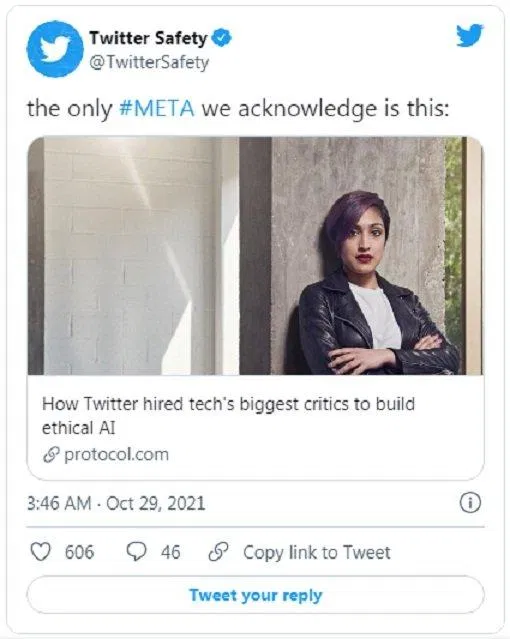 Đối với Twitter thì chỉ có một Meta mà thôi (Ảnh: Internet). Đối với Twitter thì chỉ có một Meta mà thôi (Ảnh: Internet).