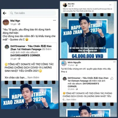 Sự quyên góp của fandom Tiêu Chiến ở Việt Nam là rất đáng quý. (Ảnh: Facebook)