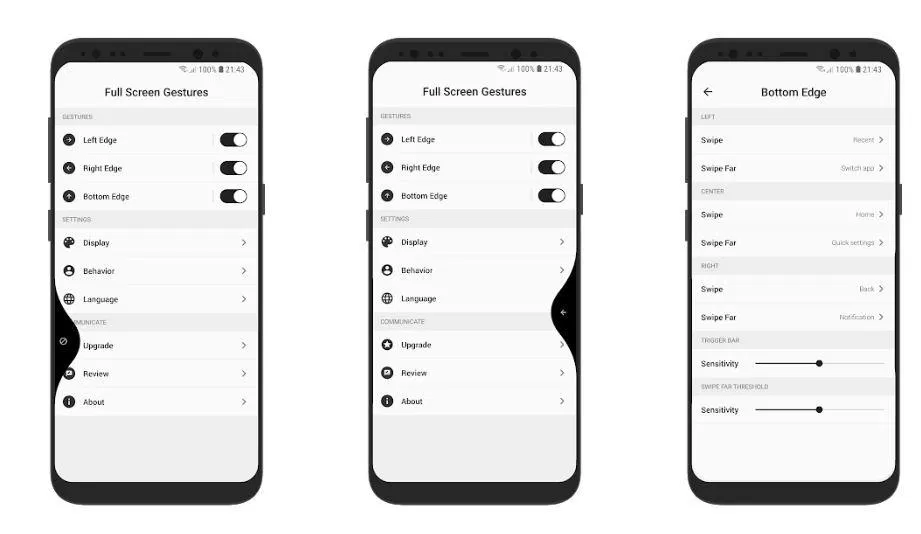 Ứng dụng Full-Screen Gestures thay đổi giao diện Android (Ảnh: Internet). Ứng dụng Full-Screen Gestures thay đổi giao diện Android (Ảnh: Internet).