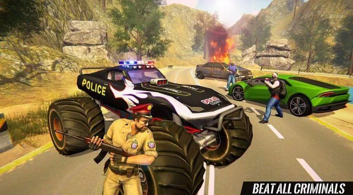 Game Police Monster Truck Gangster Car Chase trên điện thoại (Ảnh: Internet).