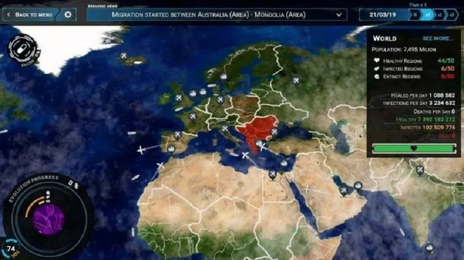 Game mô phỏng dịch bệnh Outbreak – Infect The World (Ảnh: Internet). Game mô phỏng dịch bệnh Outbreak – Infect The World (Ảnh: Internet).