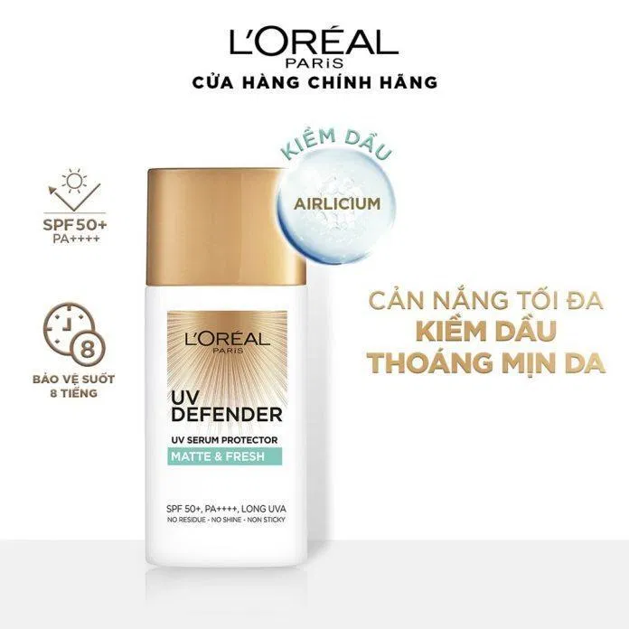 Kem chống nắng L’Oreal UV Defender Serum Protector Matte & Fresh kiểm soát dầu thừa hiệu quả ( Nguồn: internet)