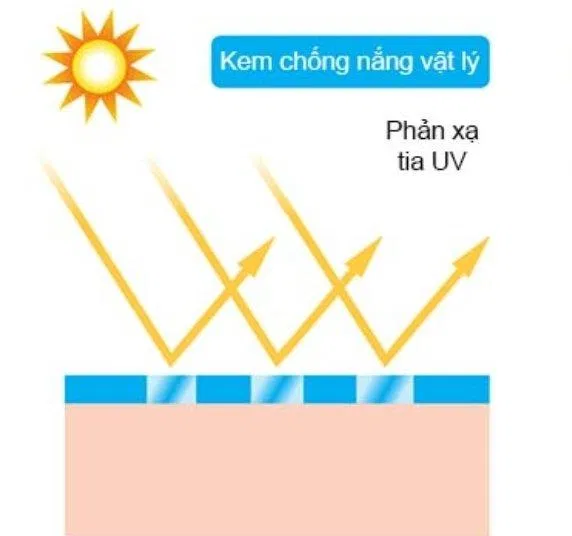 Cơ chế tác động của kem chống nắng vật lý (Ảnh: Internet).