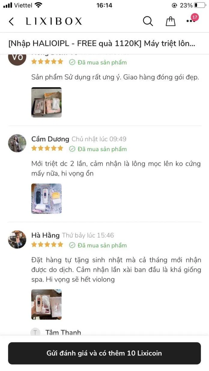 Đánh giá sản phẩm trên lixibox. (Nguồn: Internet)