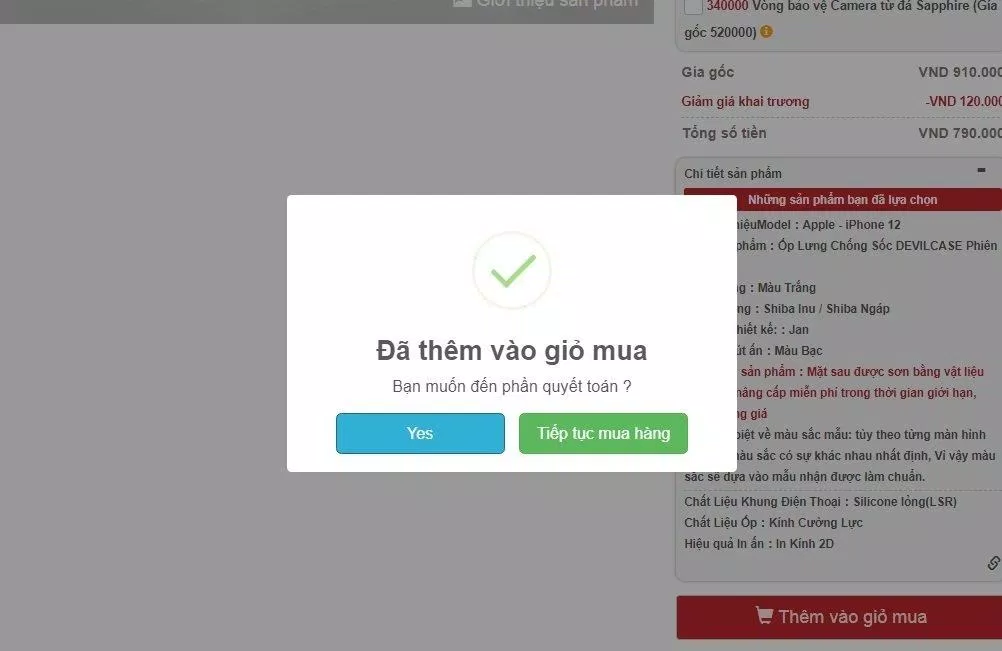Bạn đã chọn sản phẩm thành công (Ảnh: BlogAnChoi). Bạn đã chọn sản phẩm thành công (Ảnh: BlogAnChoi).