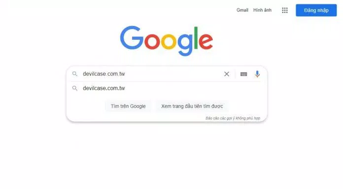 Tìm trang chủ của DEVILCASE trên Google (Ảnh: BlogAnChoi).