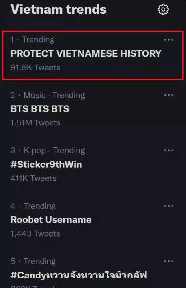 Phong trào bảo vệ lịch sử Việt Nam trên Twitter. (Ảnh: Internet)