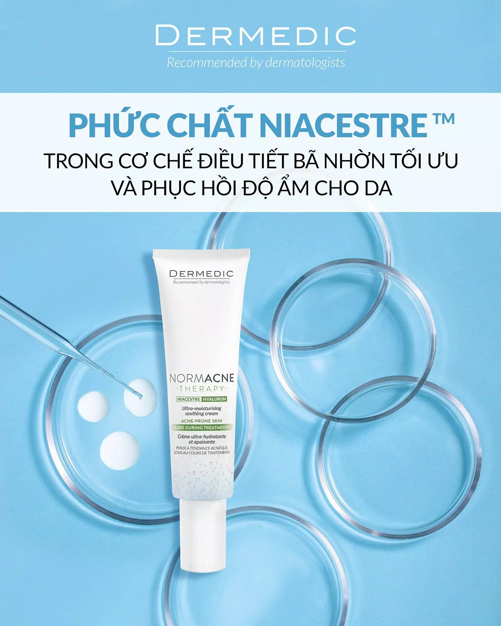 Phức chất NIACESTRE ™ đóng vai trò điều tiết bã nhờn và cấp ẩm cho da. (Nguồn: Internet)