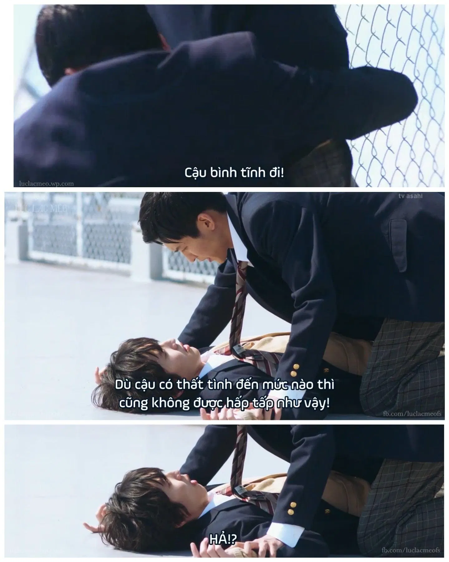 Người ta có định nhảy lầu đâu mà đè người ta ra thế Ida-kun. (Ảnh: Internet)