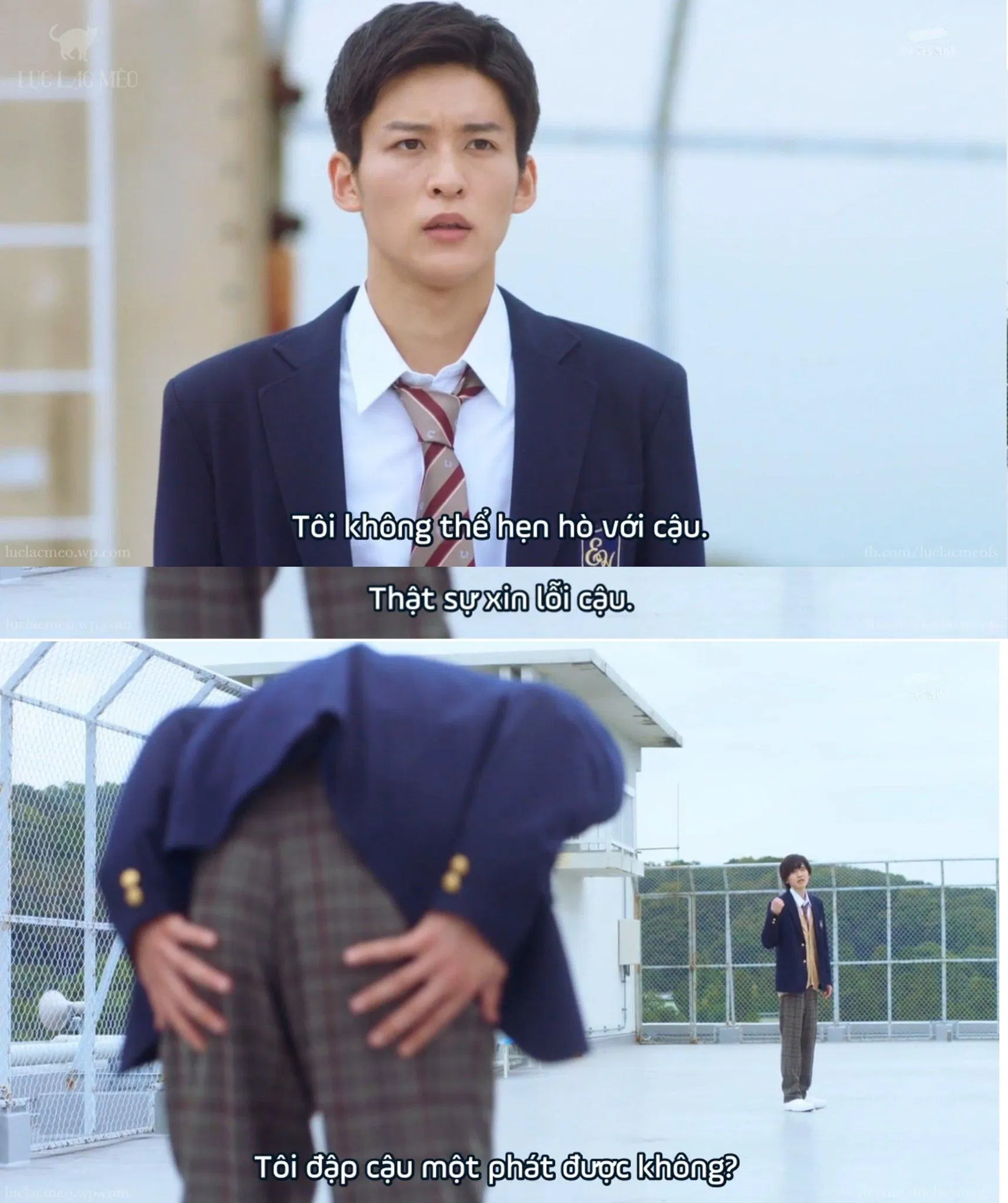 Ida vừa từ chối xong Aoki đã muốn cho cậu ăn đập. (Ảnh: Internet)