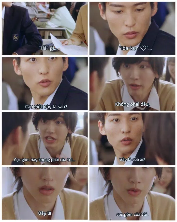 Aoki vì sợ crush xấu hổ mà bất chấp nhận cục tẩy kia là của mình, để rồi khiến Ida trăn trở cả tuần trời. (Ảnh: Internet)