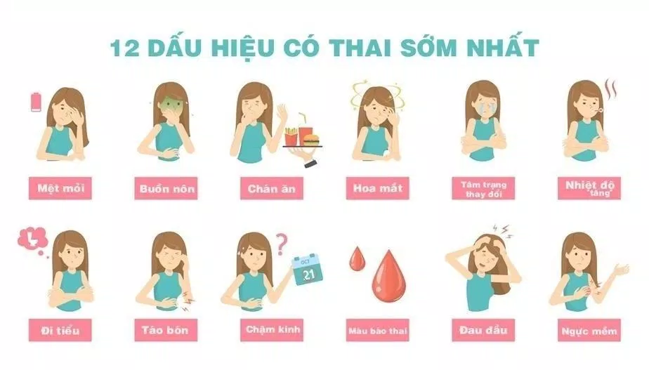 Một số dấu hiệu có thai sớm (Ảnh: Internet).