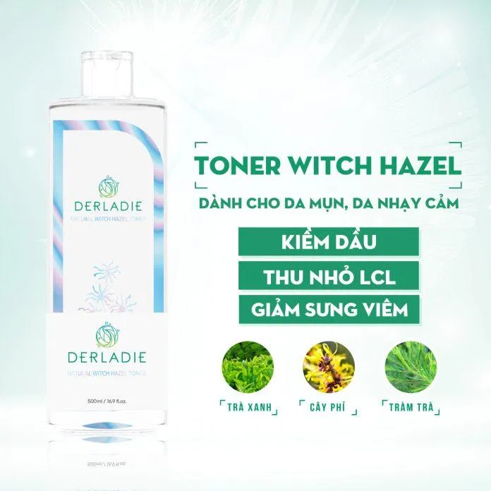 Nước hoa hồng Derladie Natural Witch Hazel Toner có dung tích siêu to lên đến 500ml ( Nguồn: internet)