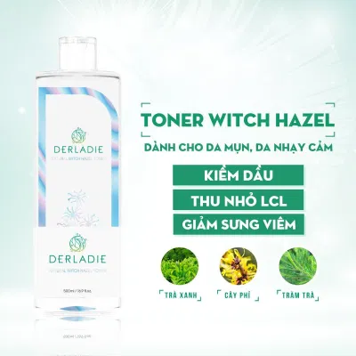 Nước hoa hồng Derladie Natural Witch Hazel Toner có dung tích siêu to lên đến 500ml ( Nguồn: internet)