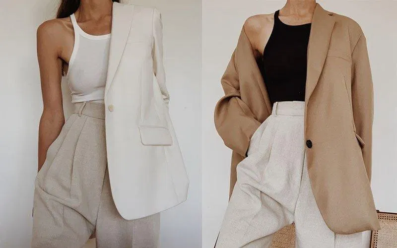 Sang trọng quyến rũ khi đi làm với áo ba lỗ( Nguồn: Pinterest) Sang trọng quyến rũ khi đi làm với áo ba lỗ( Nguồn: Pinterest)