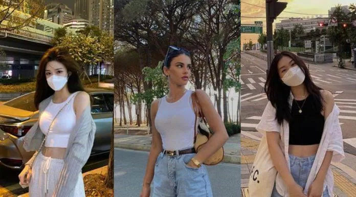 Outfit năng động đi chơi, đi làm với áo ba lỗ ( Nguồn: Pinterest) Outfit năng động đi chơi, đi làm với áo ba lỗ ( Nguồn: Pinterest)